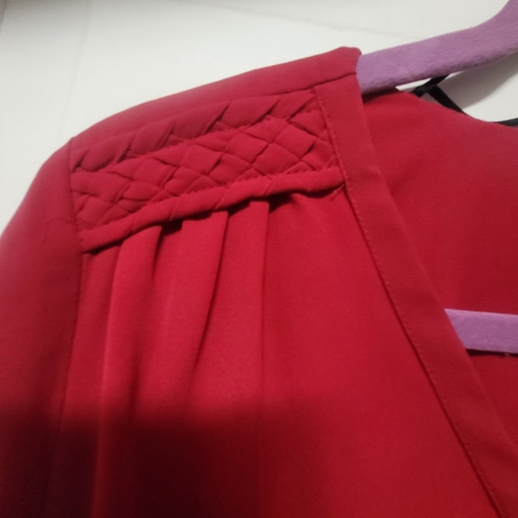 H&M Red Shift Shirt Dress Braided Detail Button Cuffs Size 10 - Picture 2 of 8